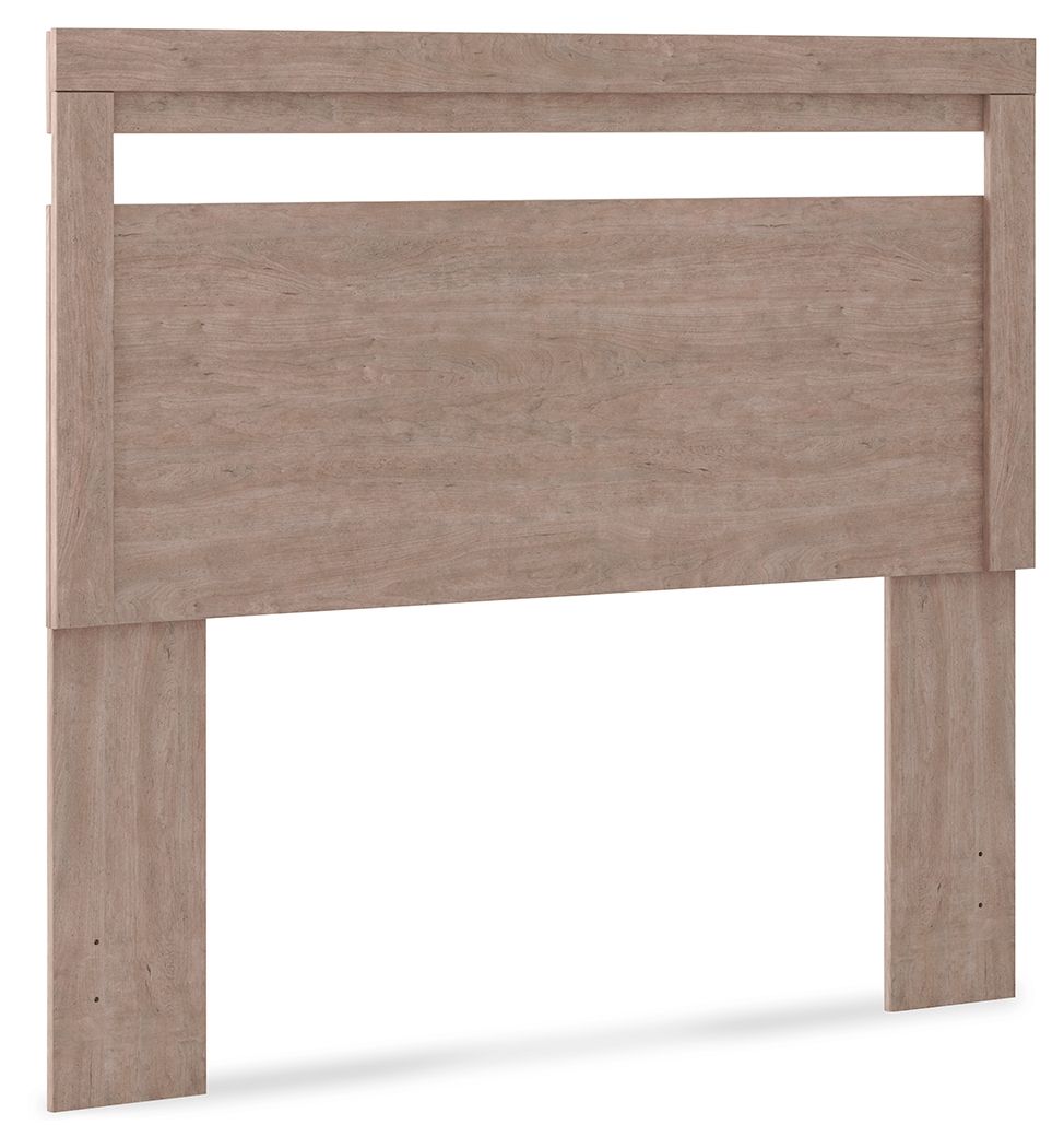 Gray full panel headboard with squared top and inset center panel