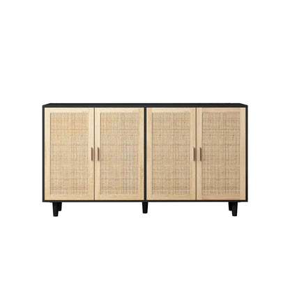 Elegant And Functional Rattan Decorative Storage Cabinet With 4 Doors