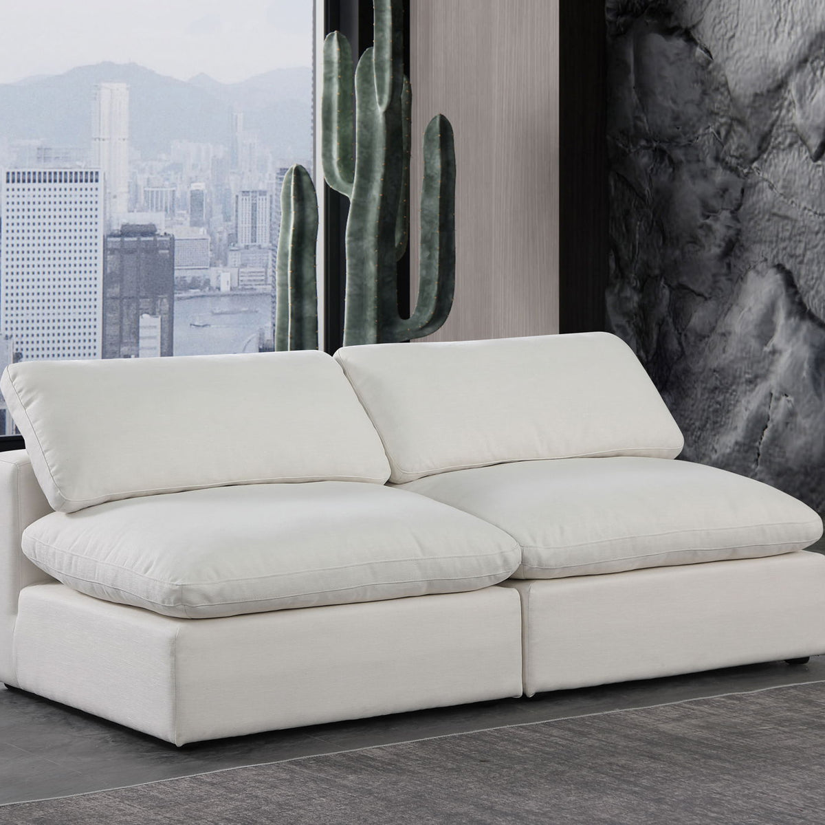 Comfy - Linen Modular Armless Sofa 2 Seats