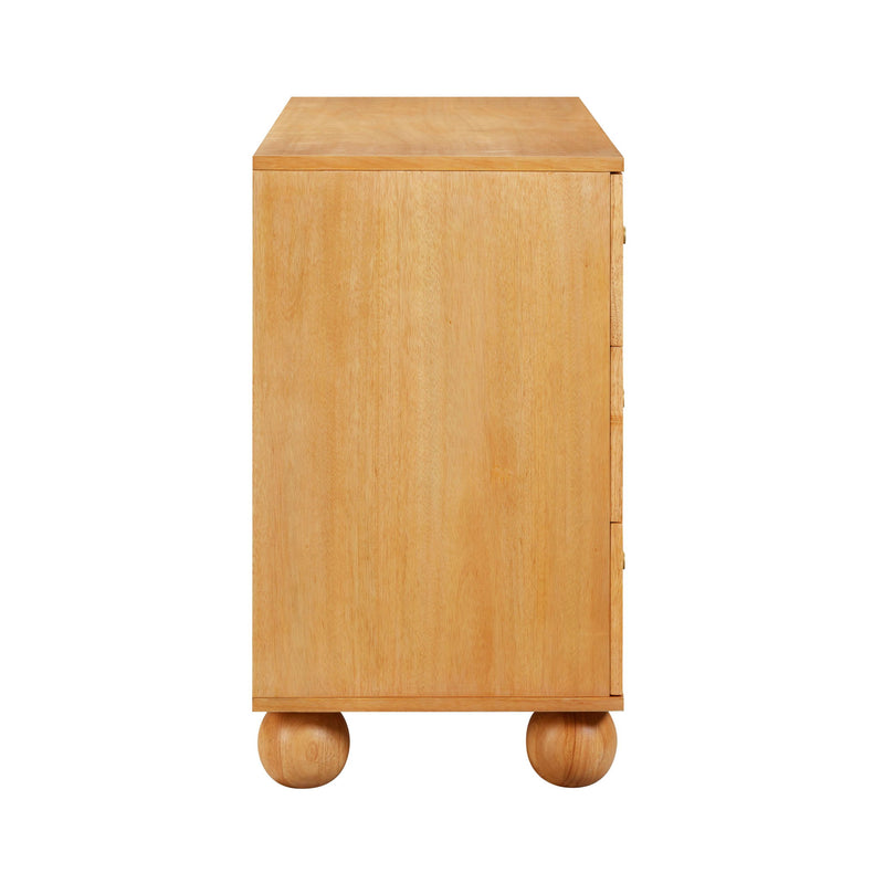 Grappa - Wood & Rattan Wavy Dresser - Natural