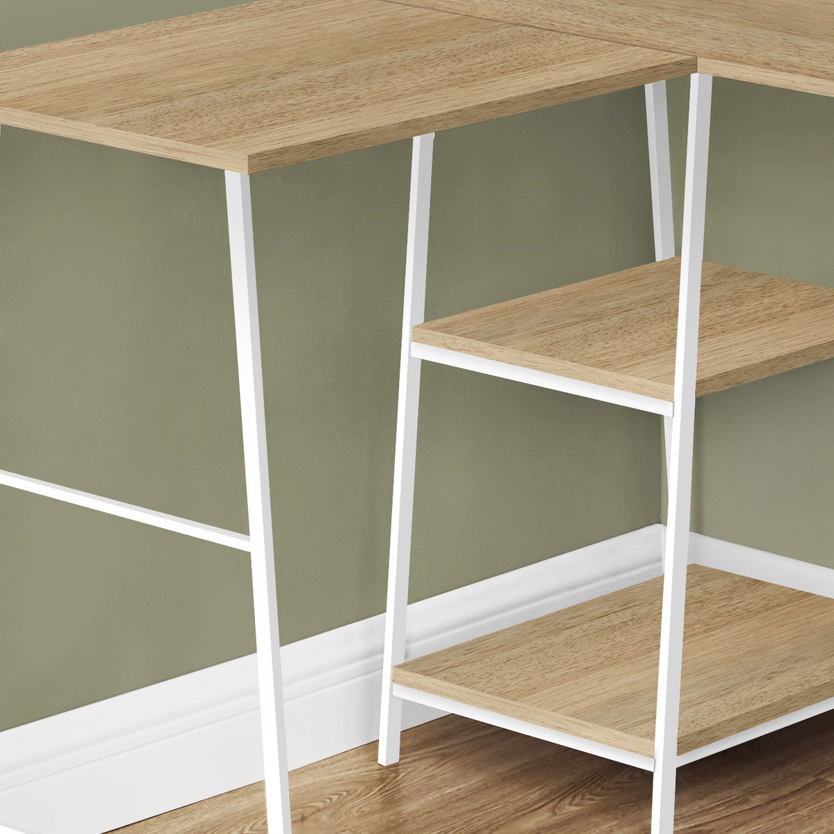 Computer Desk, Home Office, Corner, Storage Shelves, L Shape, Work, Laptop, Contemporary, Modern - White Base