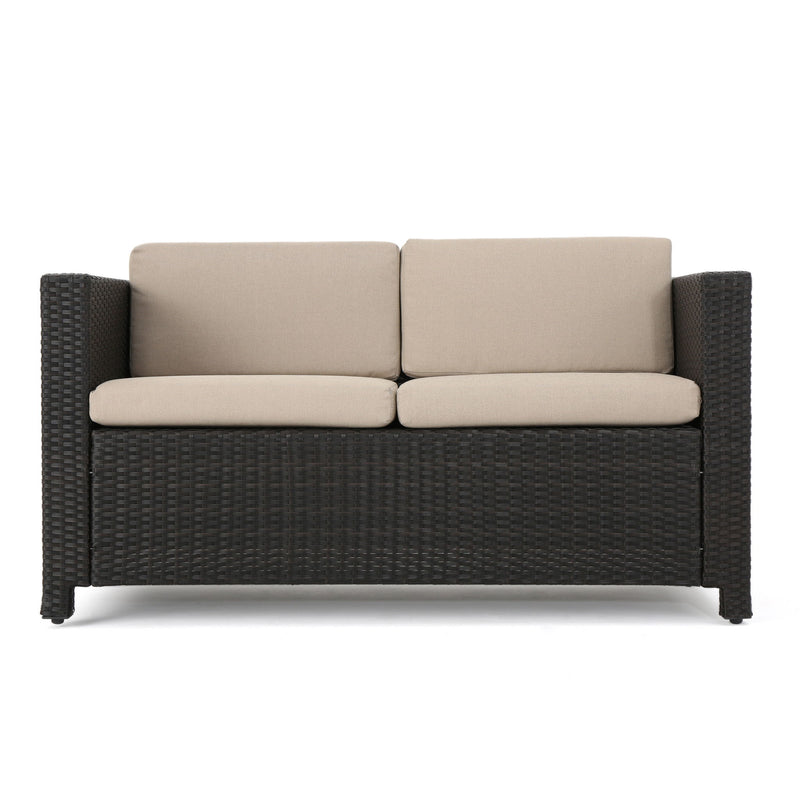Puerta - Loveseat Outdoor Seating With Water Resistant Cushions - Dark Brown
