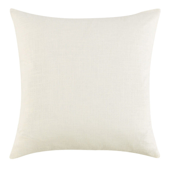 Ivory square throw pillow with plain woven fabric front