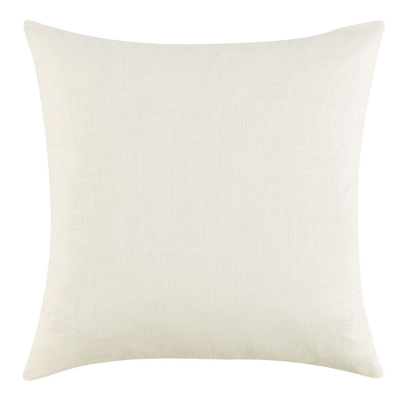 Ivory square throw pillow with plain woven fabric front