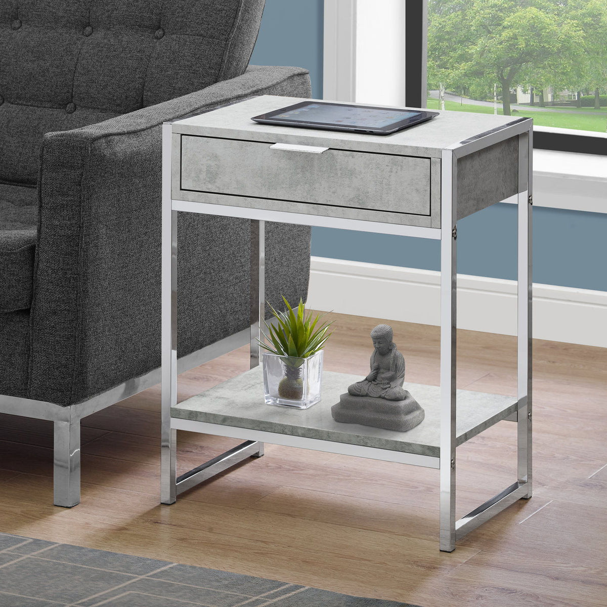 Accent Side Table, Storage Drawer, Spacious Tabletop