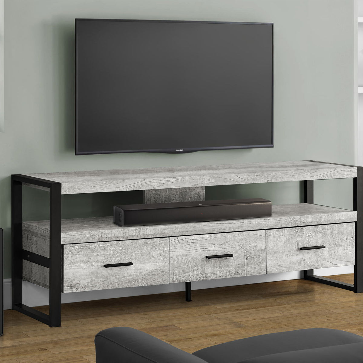 TV Stand, Console, Media Entertainment Center, Storage Drawers, Modern