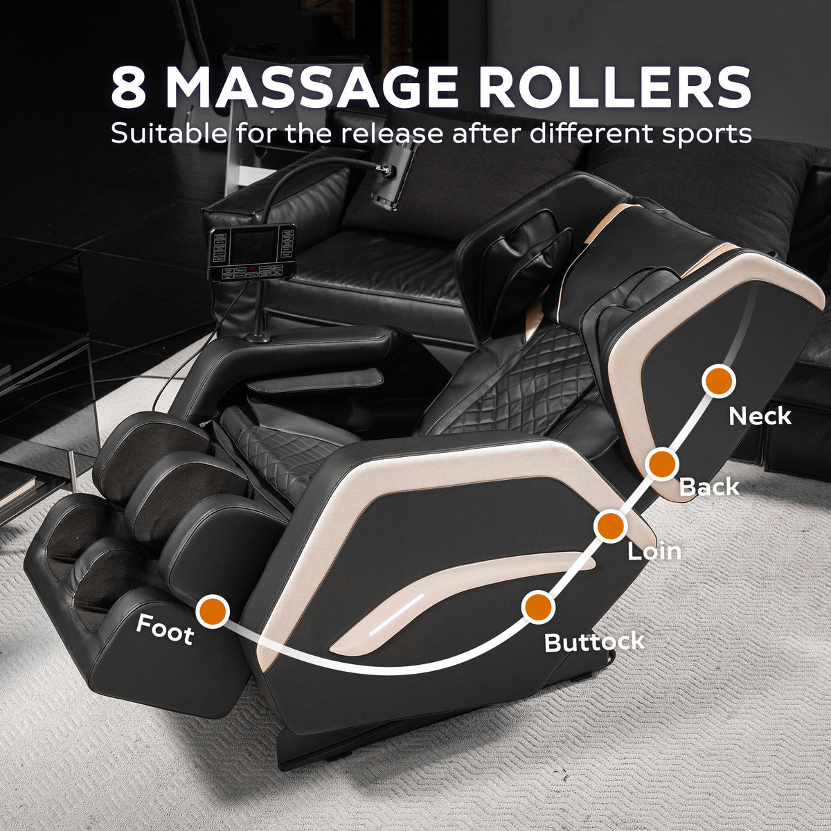 Zero Gravity Massage Chair Recliner & 10 Massage Heads And Full Body Air Pressure - Black