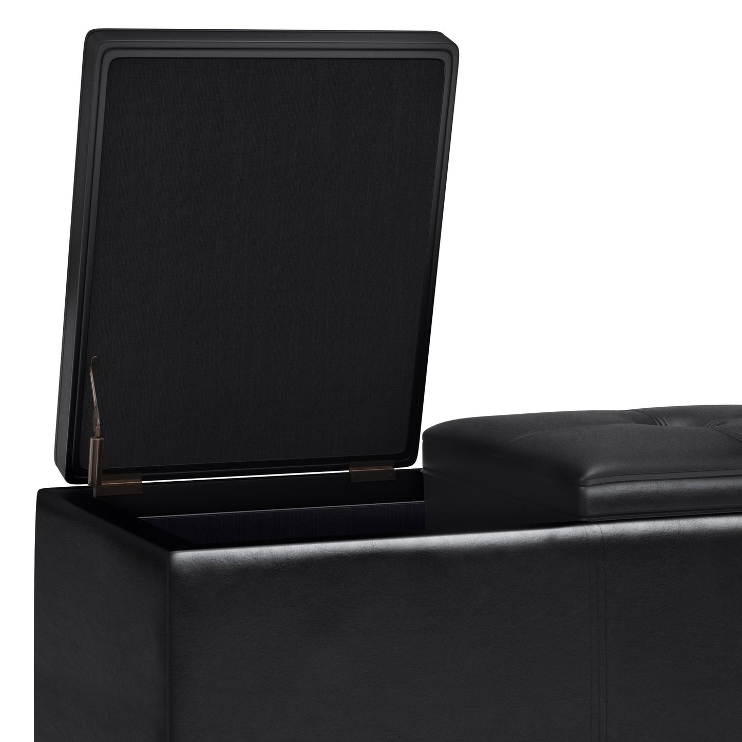 Avalon - Tray Storage Ottoman With Lift Up Lids - Midnight Black