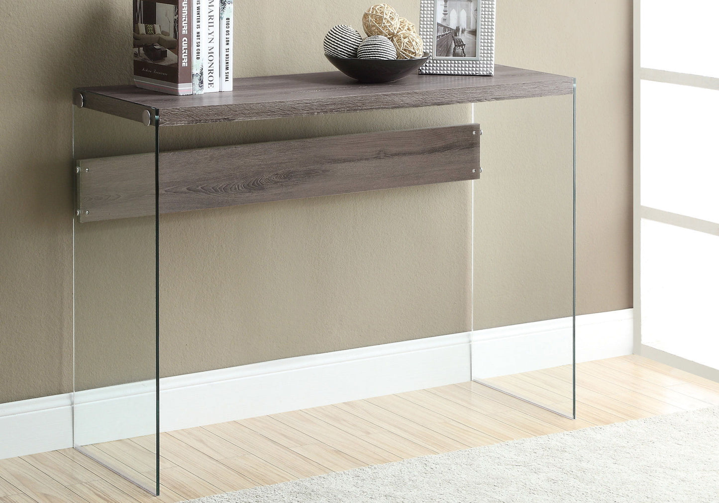 Accent Console Table For Entryway, Glossy Spacious Surface