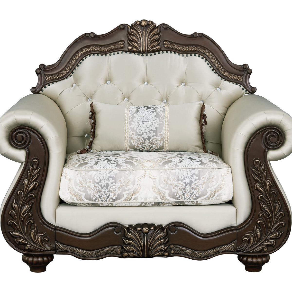Pierce - Chair With Pillow - Beige / Cherry