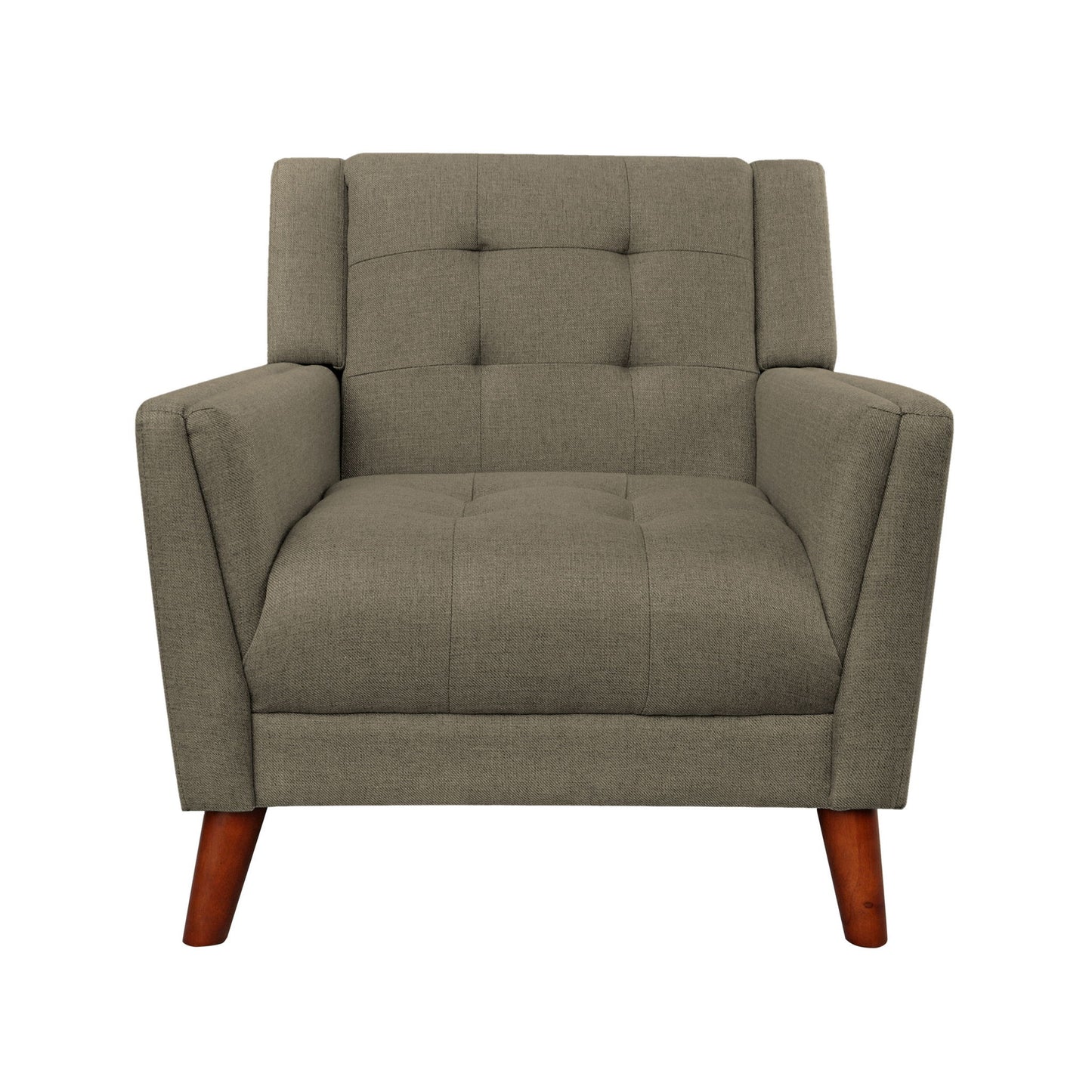 Upholstered Armchair With Button Tufting And Tapered Legs - Mocha