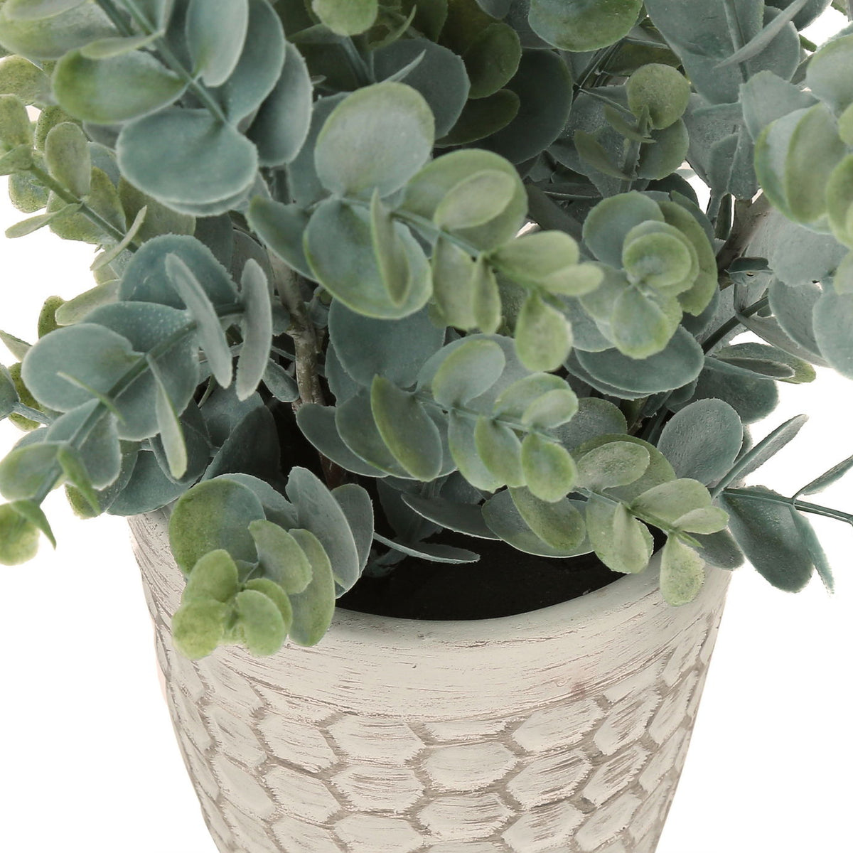 13" Tall, Artificial Plant, Eucalyptus Grass, Indoor, Faux, Fake, Table, Greenery, Potted, Decorative (Set of 2) - Green / White