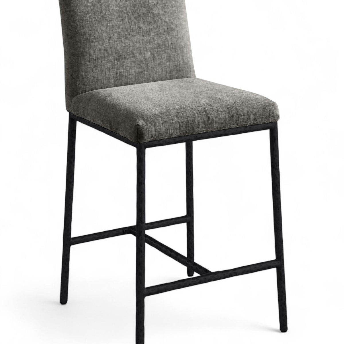 Reeves - Chenille Fabric Upholstered Counter Stool (Set of 2) - Black Base