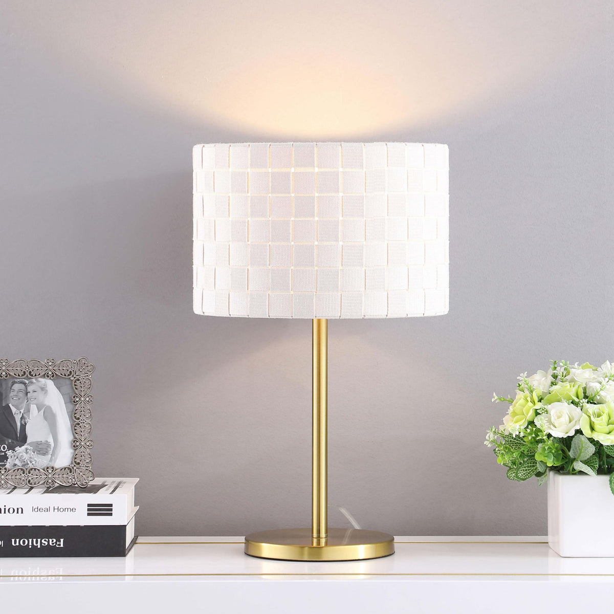 Ramiro 66-inch Drum Shade Metal Bedside Table Lamp Gold