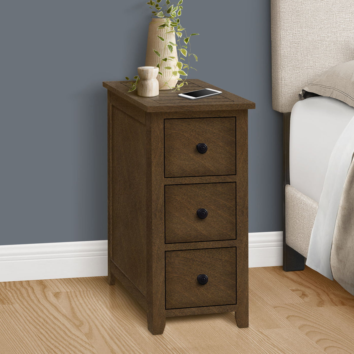 Accent End Table, Storage Drawer, Transitional Design