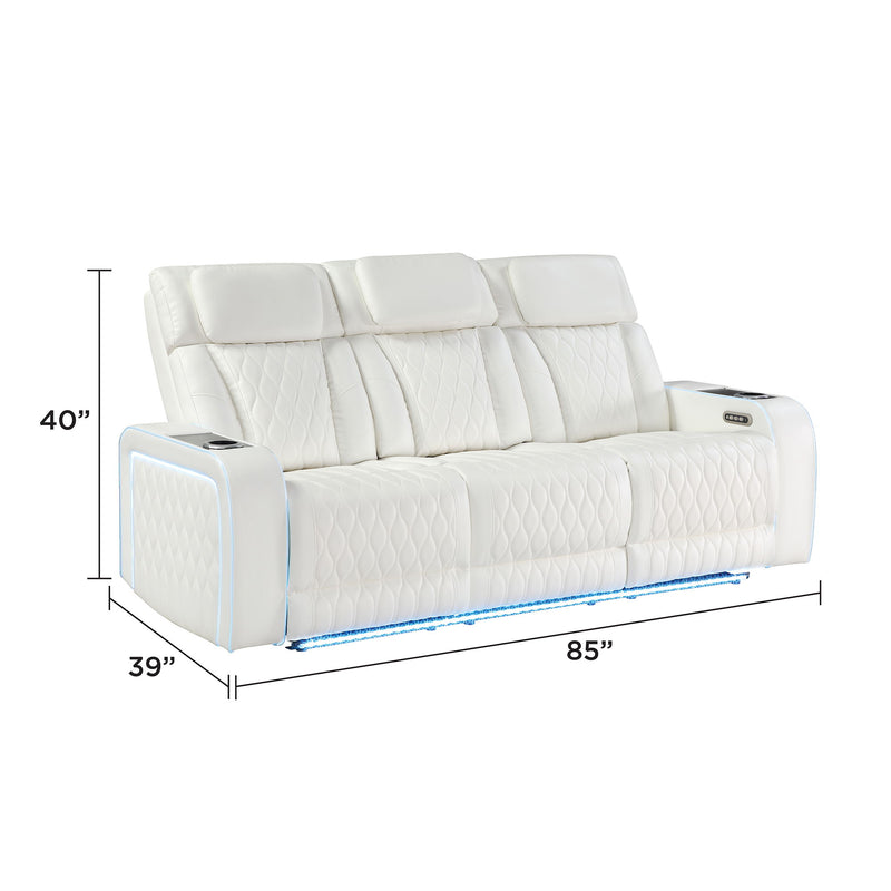 Electra - Power Reclining Sofa With Power Headrests, Drop Down Table, Reading Light, Massage, LED Lighting And USB Control