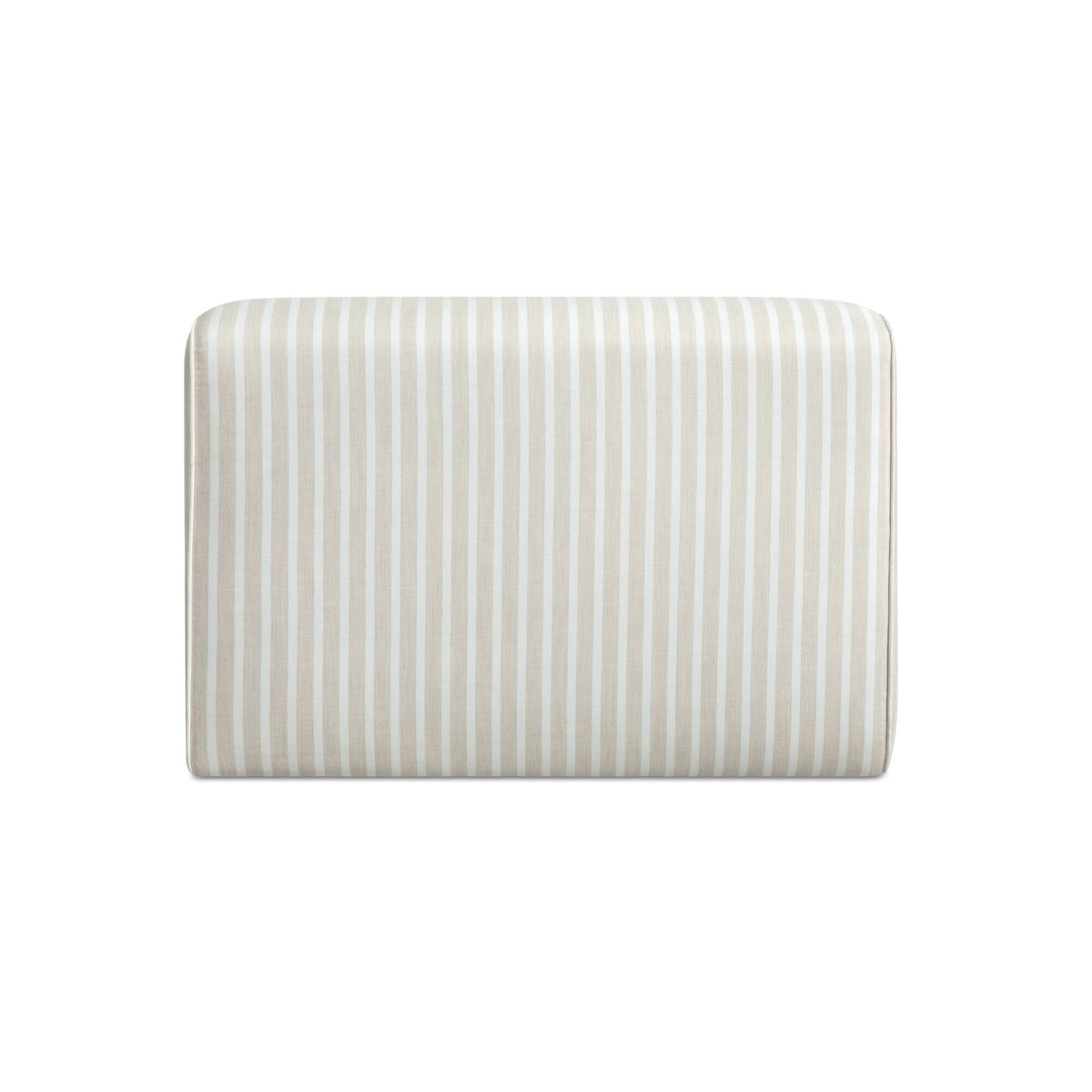 Striped outdoor lounge chair back panel, light brown and white vertical stripes