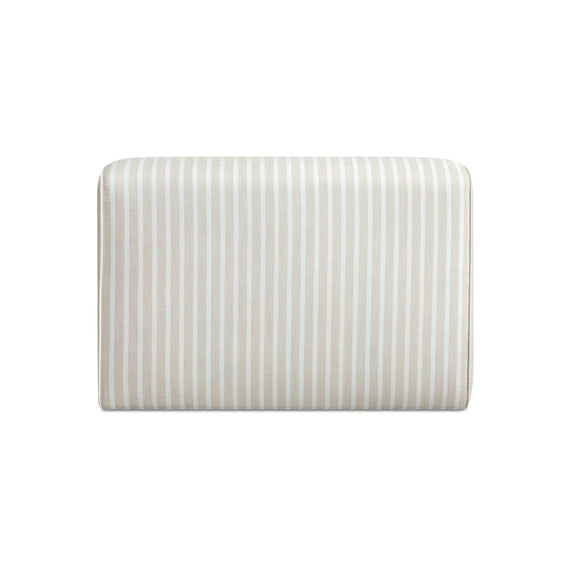 Striped outdoor lounge chair back panel, light brown and white vertical stripes
