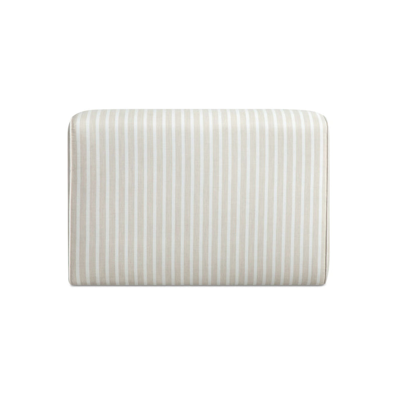 Striped outdoor lounge chair back panel, light brown and white vertical stripes