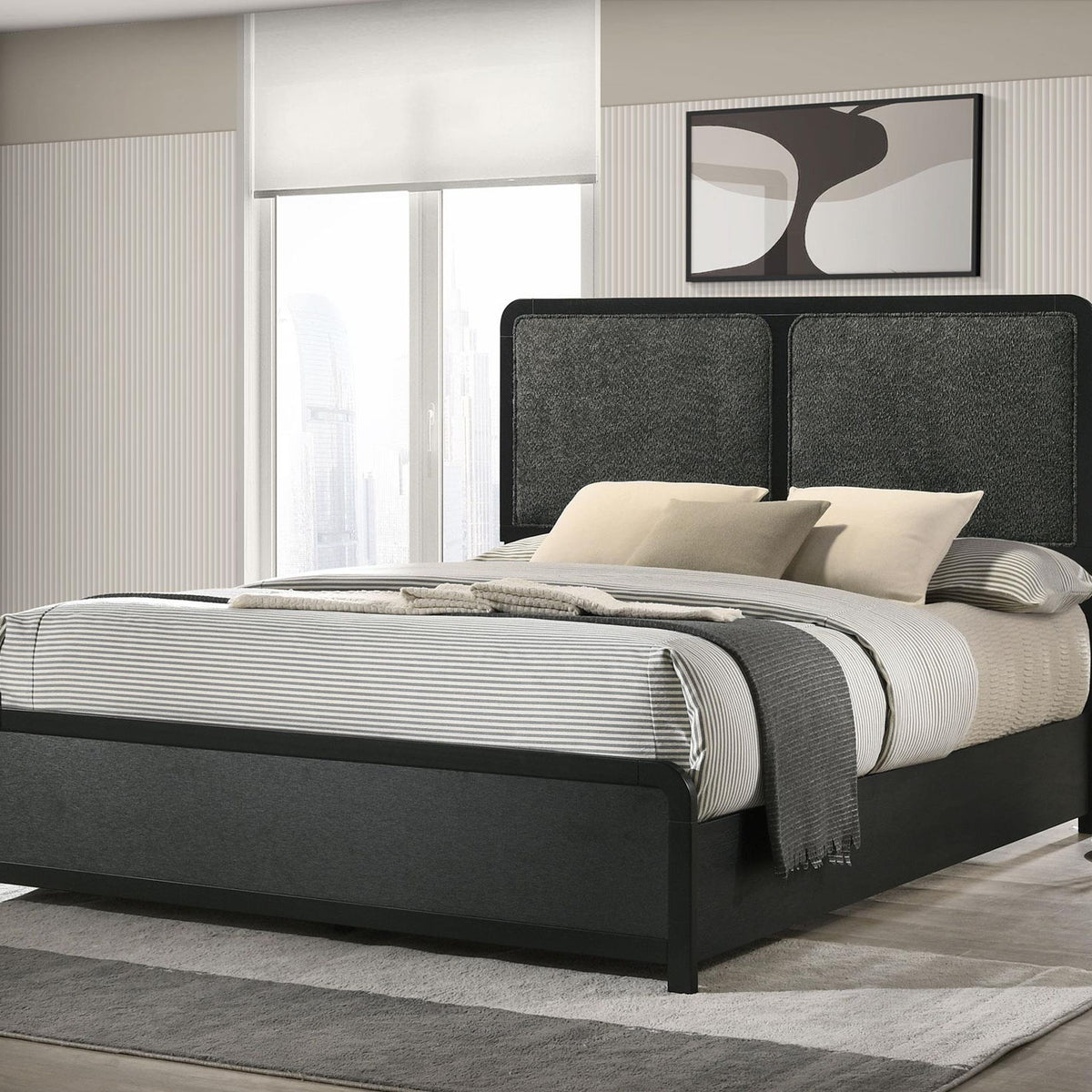 Cavelle 51-inch Upholstered Queen Bed Black