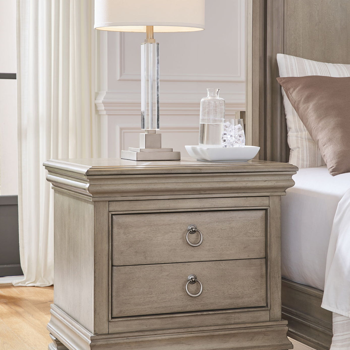 Lexorne - Three Drawer Night Stand - Gray