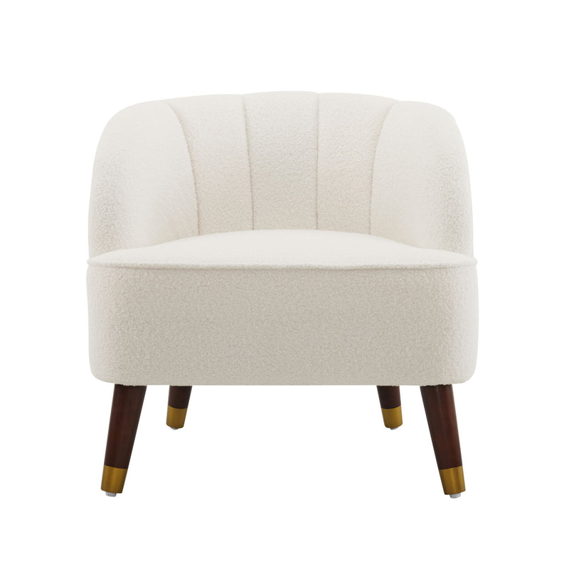 Elegant Upholstered Barrel Accent Chair With Wooden Legs
