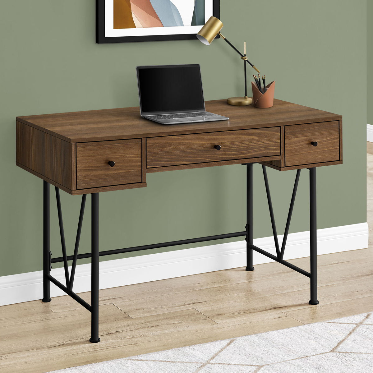 Computer Desk For Home Office, Stylish Design, Storage Drawers, Transitional