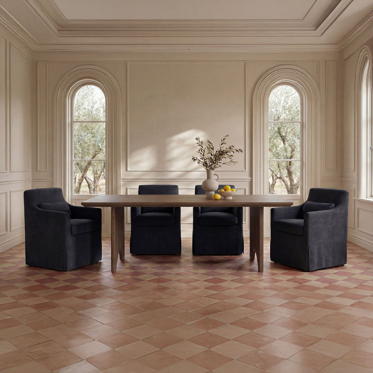 Lydia - Slipcover Dining Chair - Black