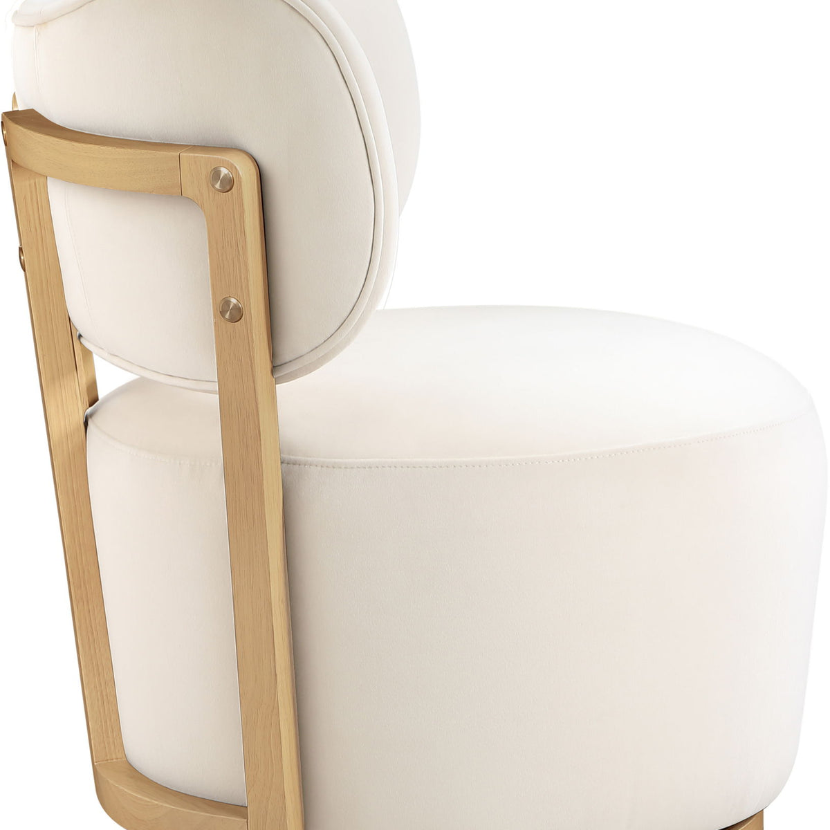 Elara - Velvet Upholstered Swivel Accent Chair - Stained Natural