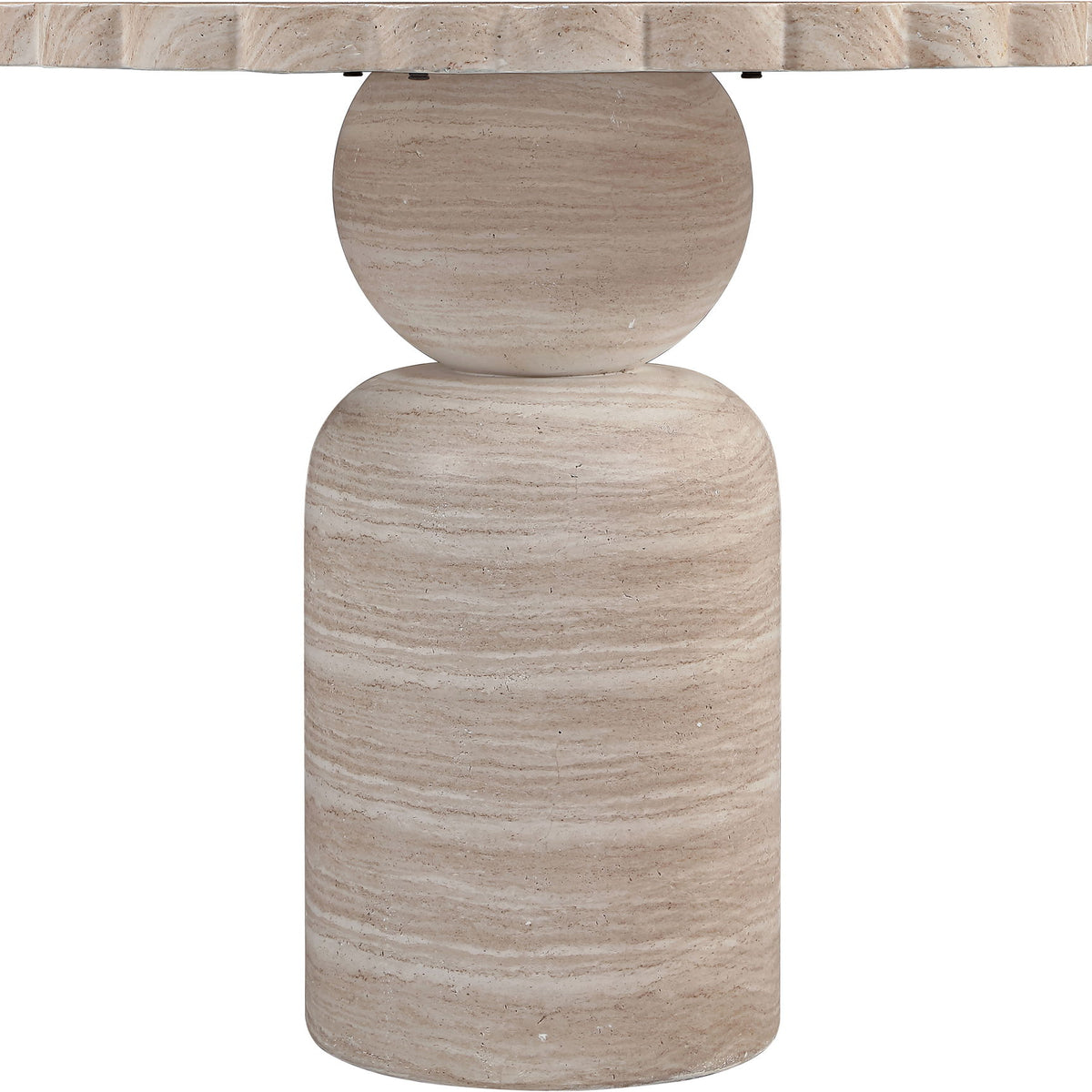 Indoor/outdoor table pedestal base in light wood grain with rounded top and bottom