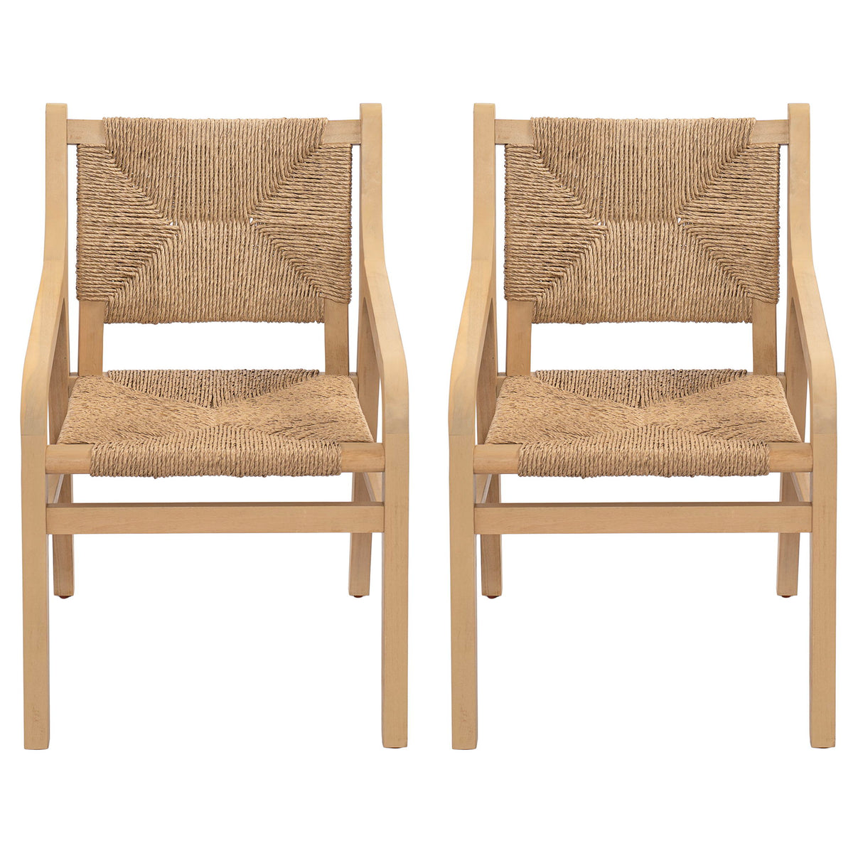 Arm Dining Chair, Indoor Outdoor (Set of 2) - Light Teak / Natural