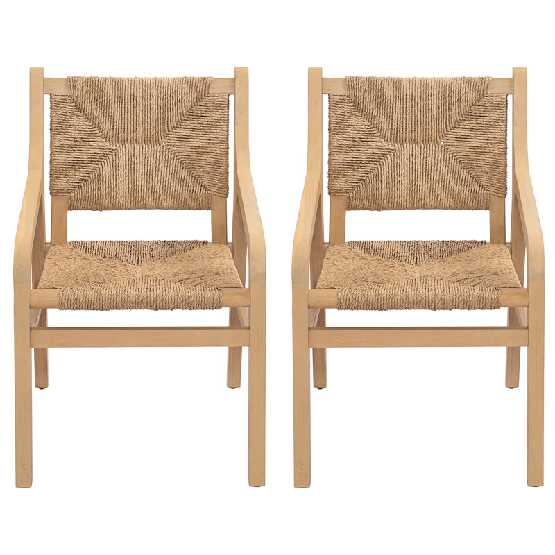 Arm Dining Chair, Indoor Outdoor (Set of 2) - Light Teak / Natural
