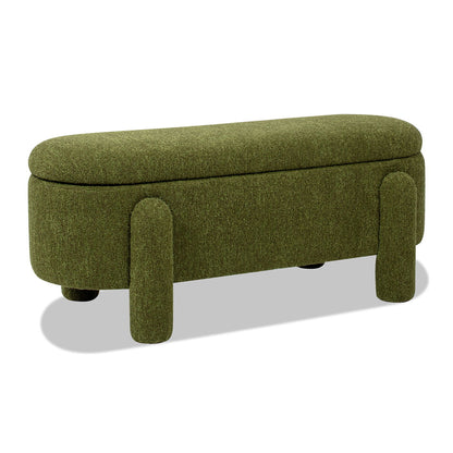 Hugo - Oval Fully Upholstered Storage Bench