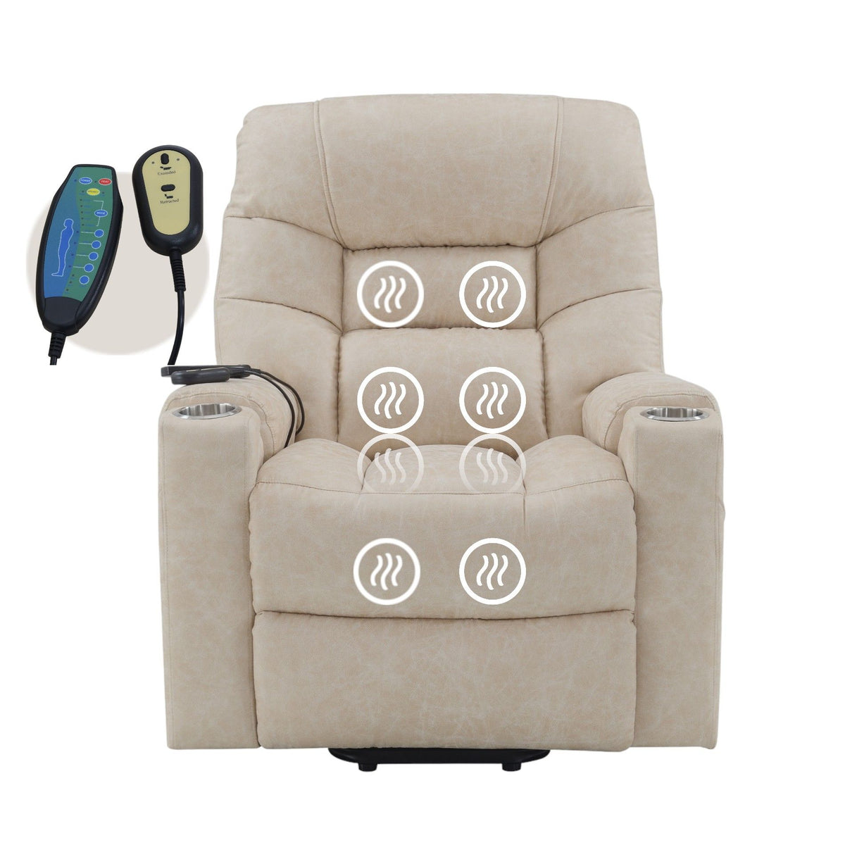 Nairi - Leather Aire Power Motion Recliner With Lift Heating Massage Function - Ivory
