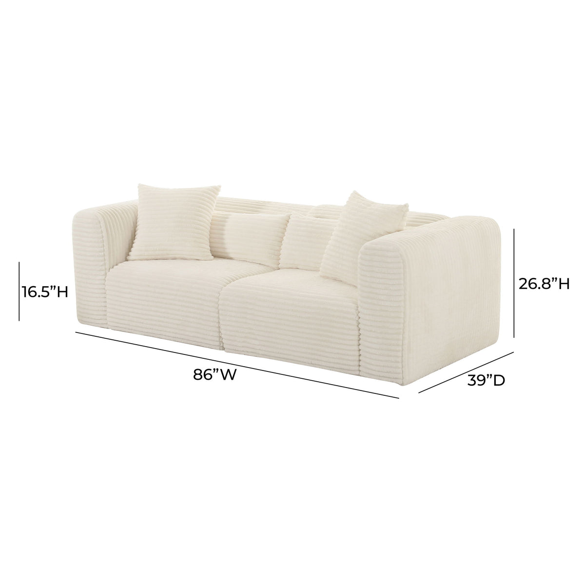 Tarra - Fluffy Oversized Corduroy Modular Loveseat
