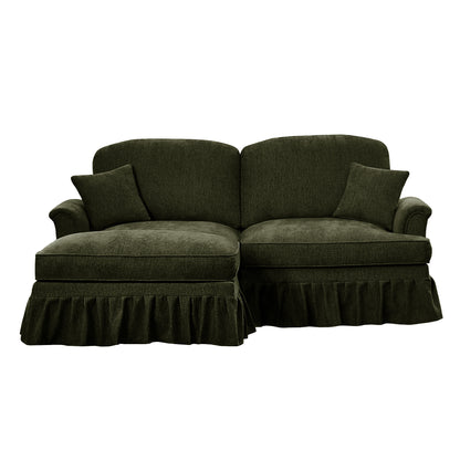Mid-Century Chenille Loveseat - Green Chenille