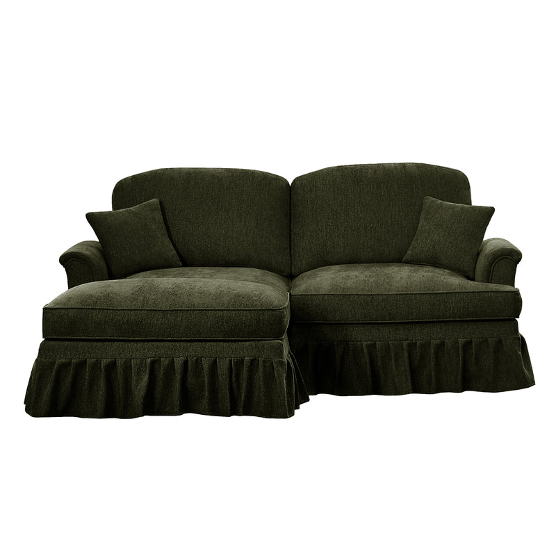 Mid-Century Chenille Loveseat - Green Chenille