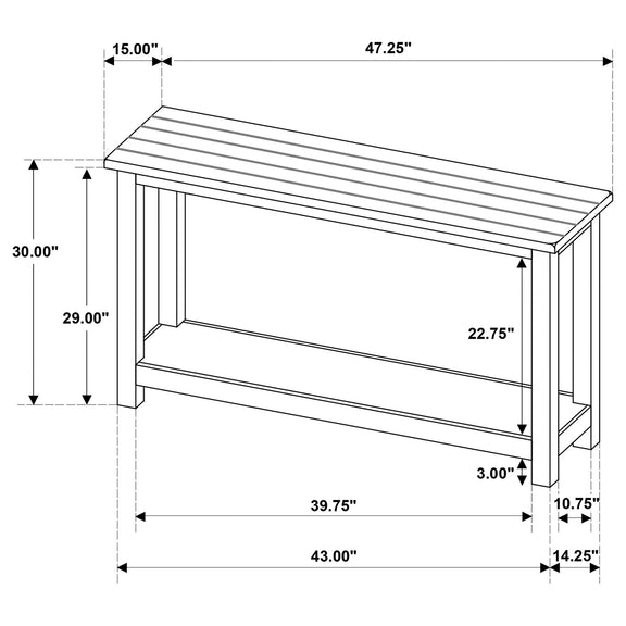 Table dimensions diagram with labeled length, width, and height