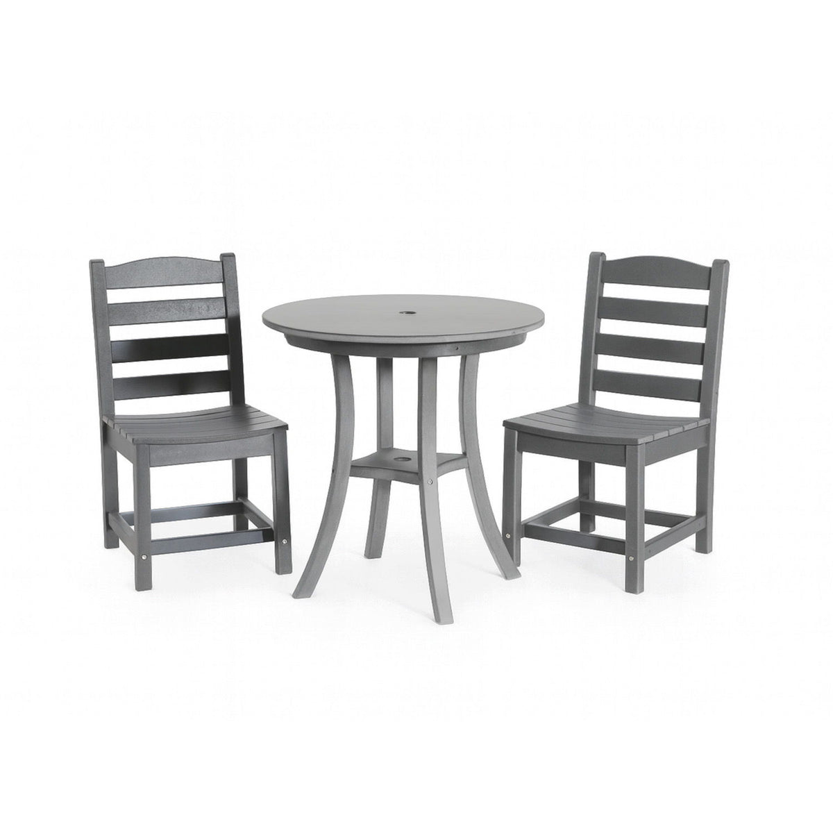 3 Piece Outdoor Dining Set, Round Patio Table With 2 Armless Chairs