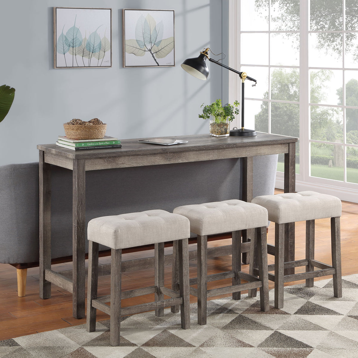 Oriana - 4 Piece Counter Height Pub Table Set With Tufted Stools