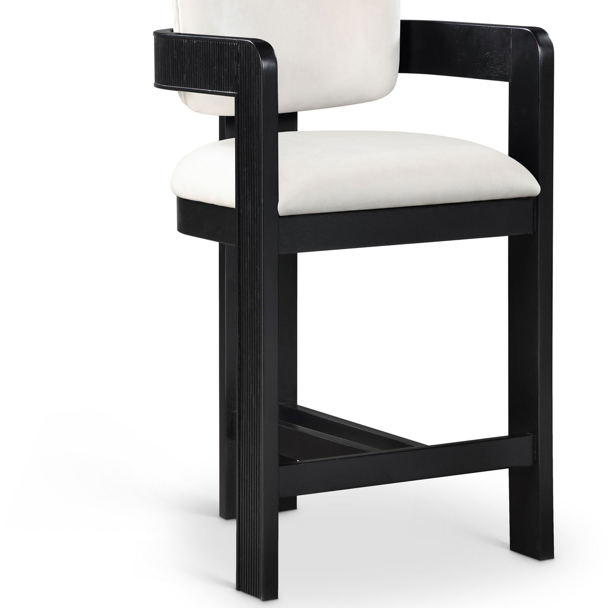 Sacha - Velvet Stool With Black Base