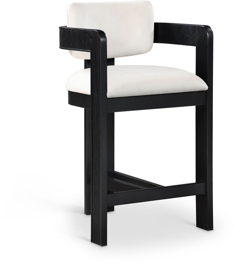 Sacha - Velvet Stool With Black Base