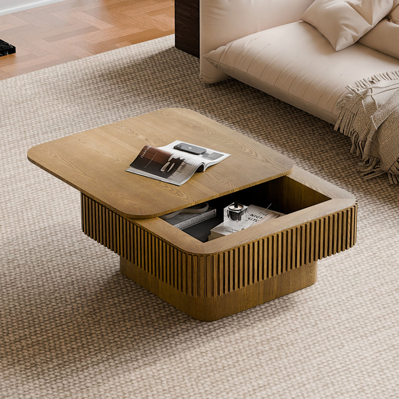 Coffee Table Wood Veneer Brown 31.5-inch