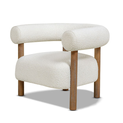 Fuji - Mid Century Modern Barrel Accent Arm Chair - Ivory White