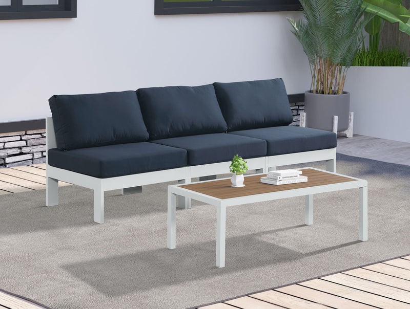 Nizuc - Outdoor Patio 3 Seat Armless Modular Sofa With White Frame