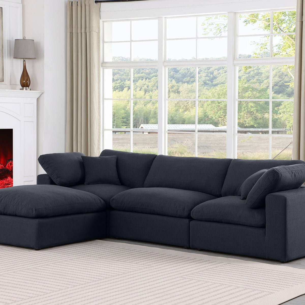 Comfy - 4 Piece Linen Fabric Modular Sectional With Chaise
