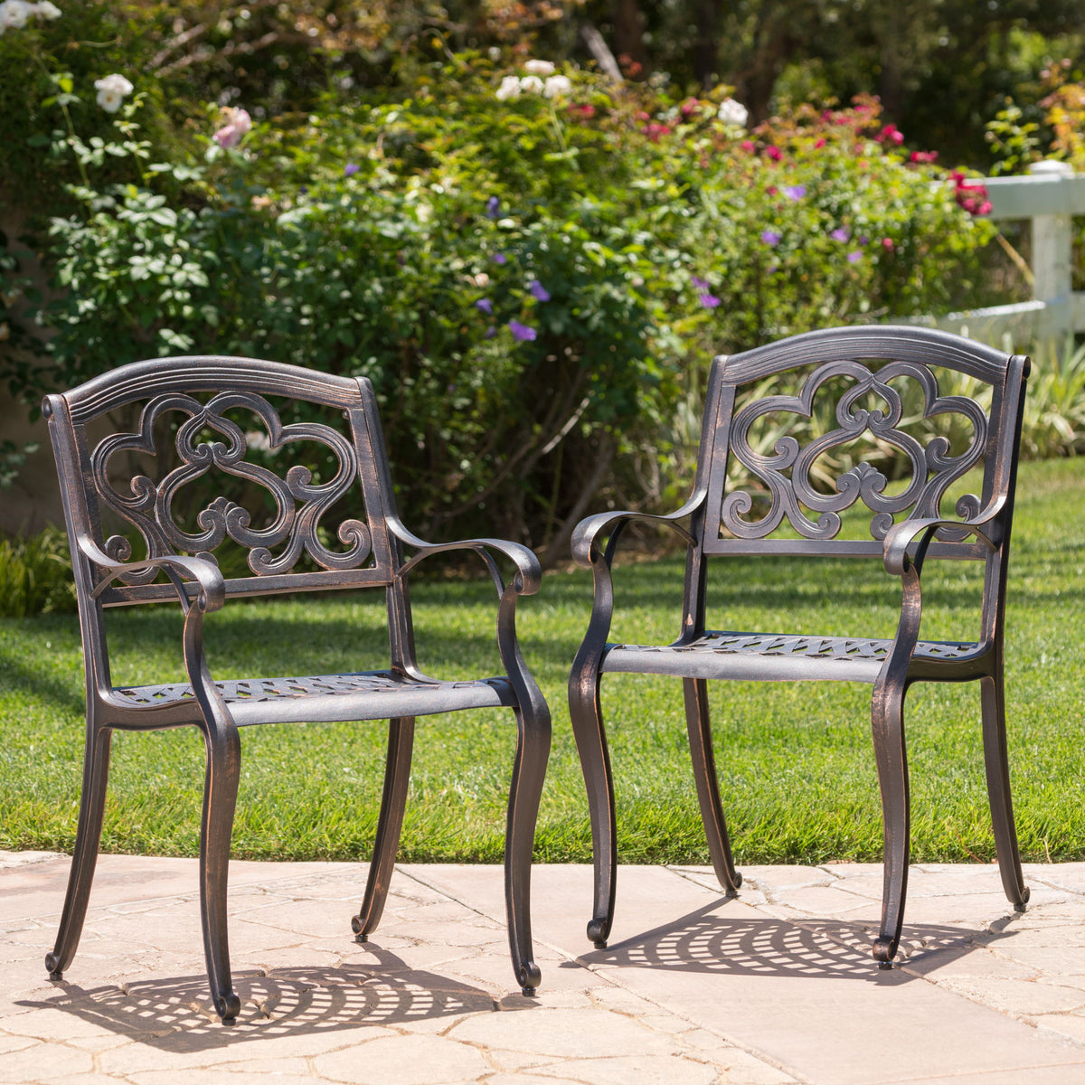 Cast Aluminum Dining Chair With Hand Crafted Details - Copper