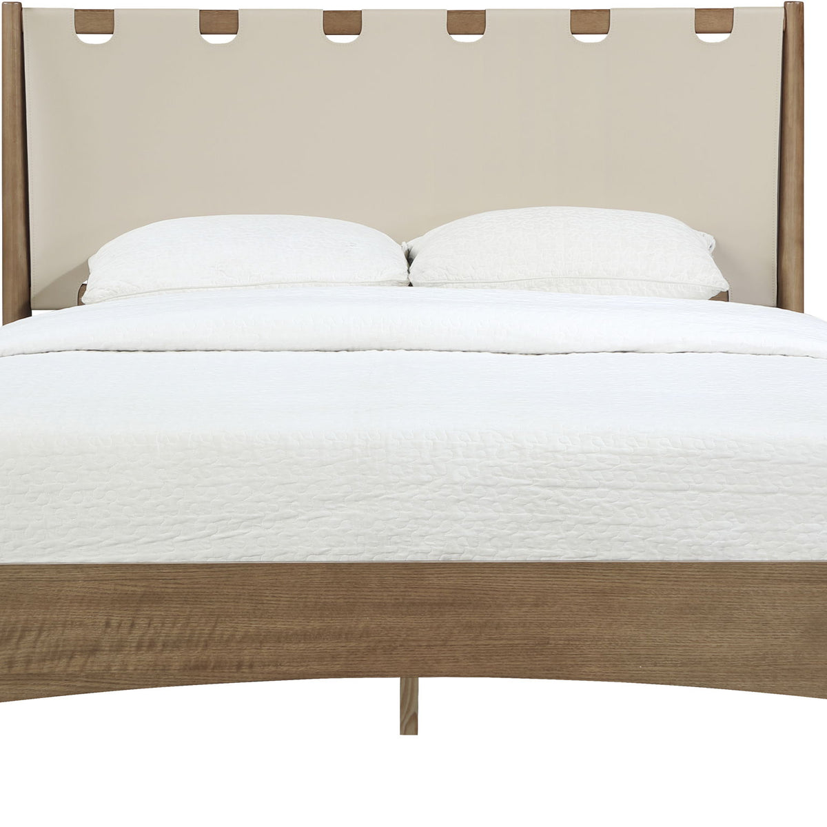 Santos - Vegan Leather Headboard And Wood Bed - Waxed Brown Frame