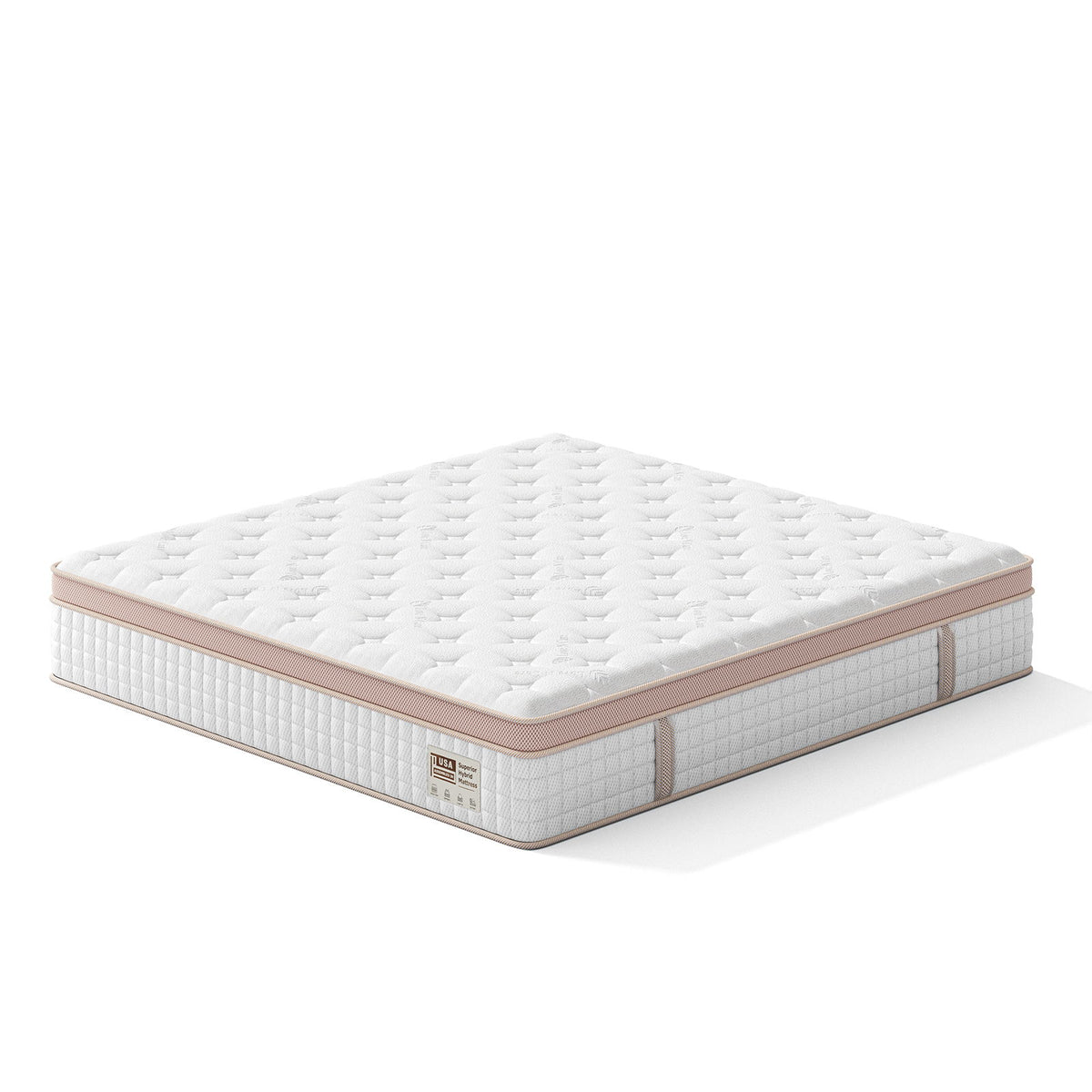 12" King Size Firm Hybrid Mattress, Gel Memory Foam & Pocket Springs, Pressure Relief, Motion Isolation, Ergonomic Bed - White
