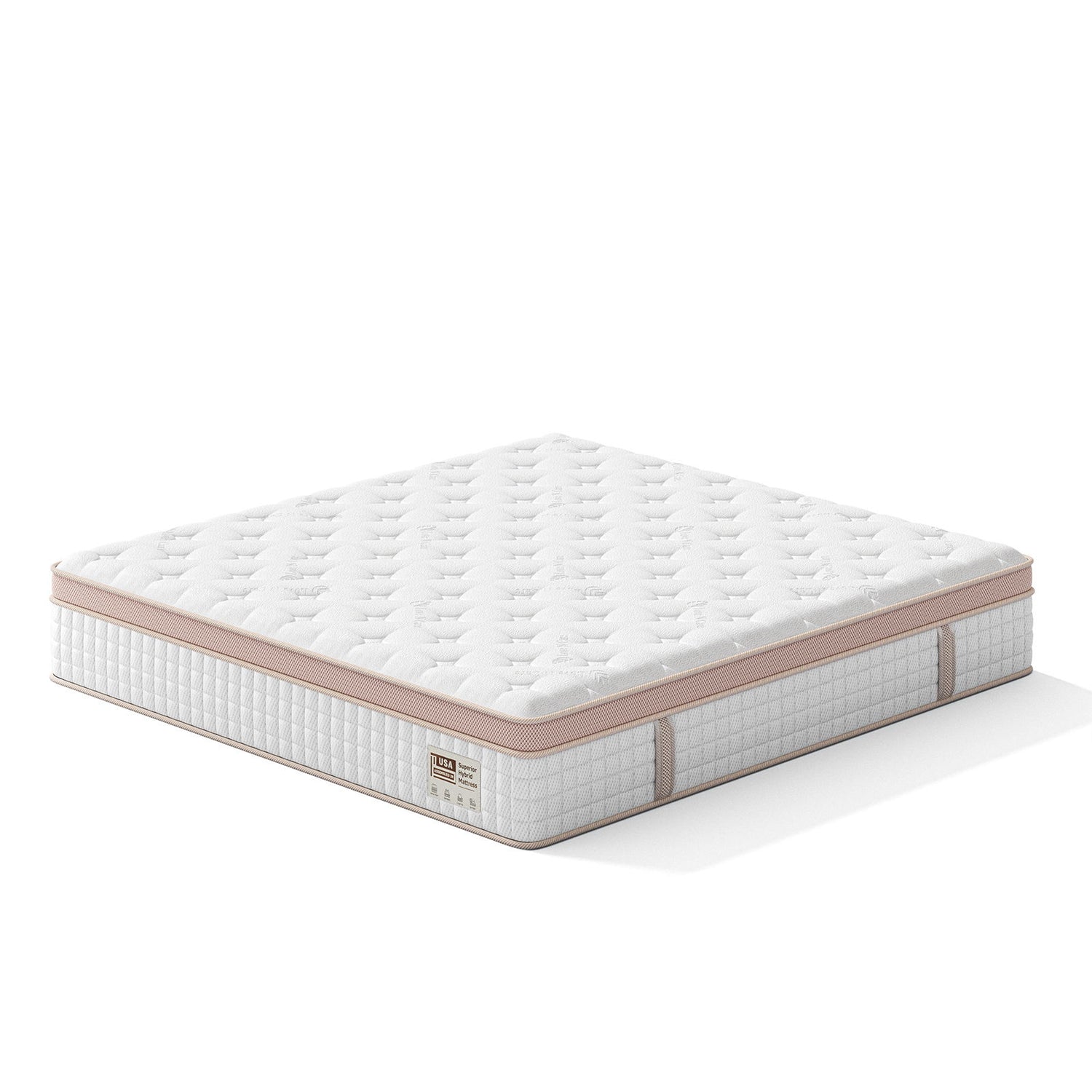12" King Size Firm Hybrid Mattress, Gel Memory Foam & Pocket Springs, Pressure Relief, Motion Isolation, Ergonomic Bed - White
